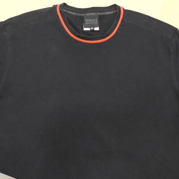 Versace Men's Black with Red Piping T-Shirt - Picture 1 of 8